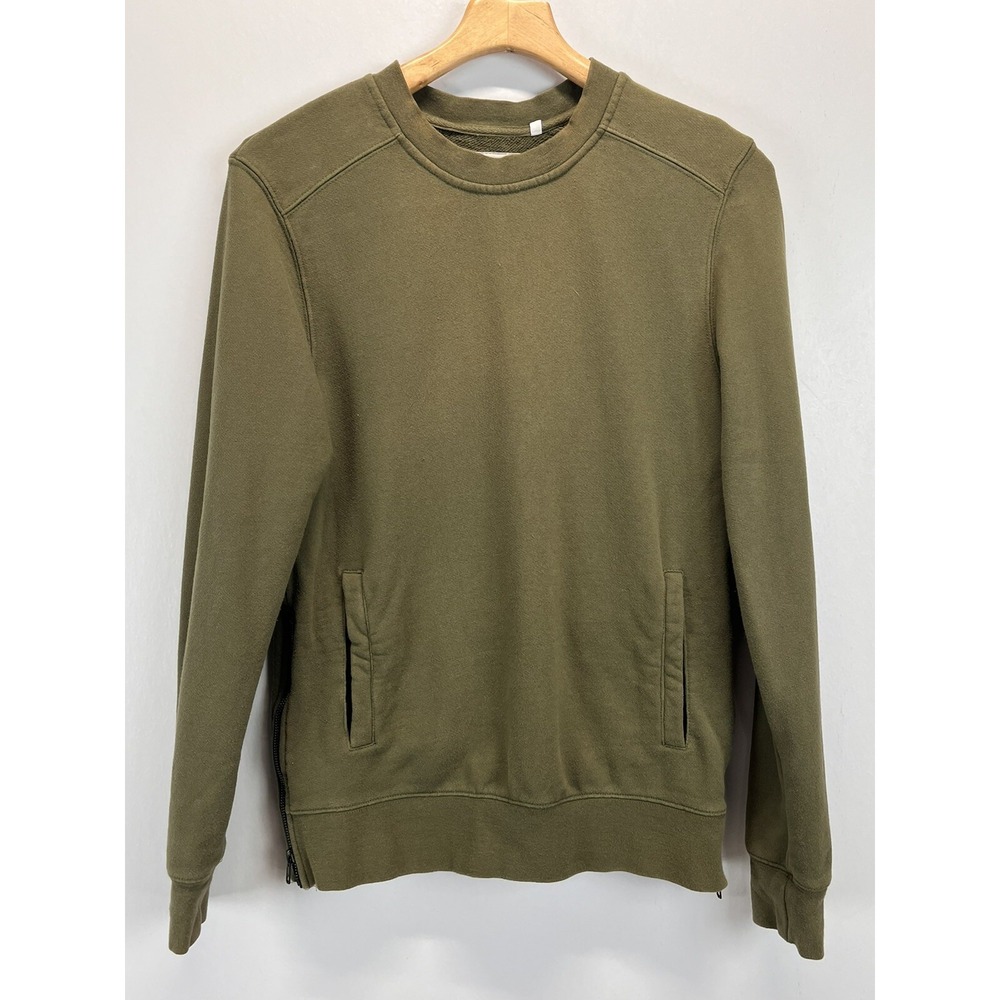 Reign Storm Sweater Mens Small Sweatshirt Olive Side Zip Long Sleeve Pullover